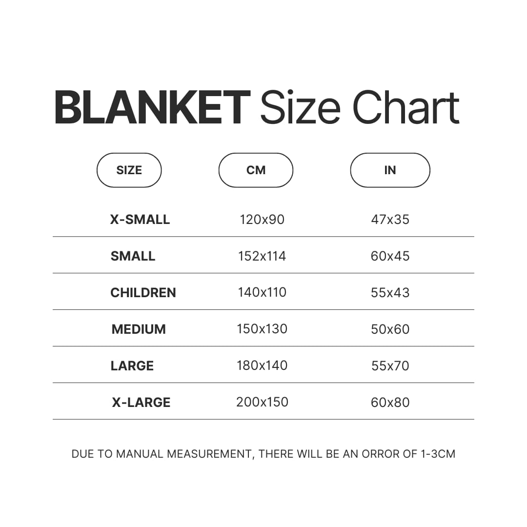 Blanket Size Chart - Warframe Shop
