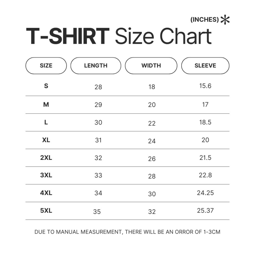 T shirt Size Chart - Warframe Shop