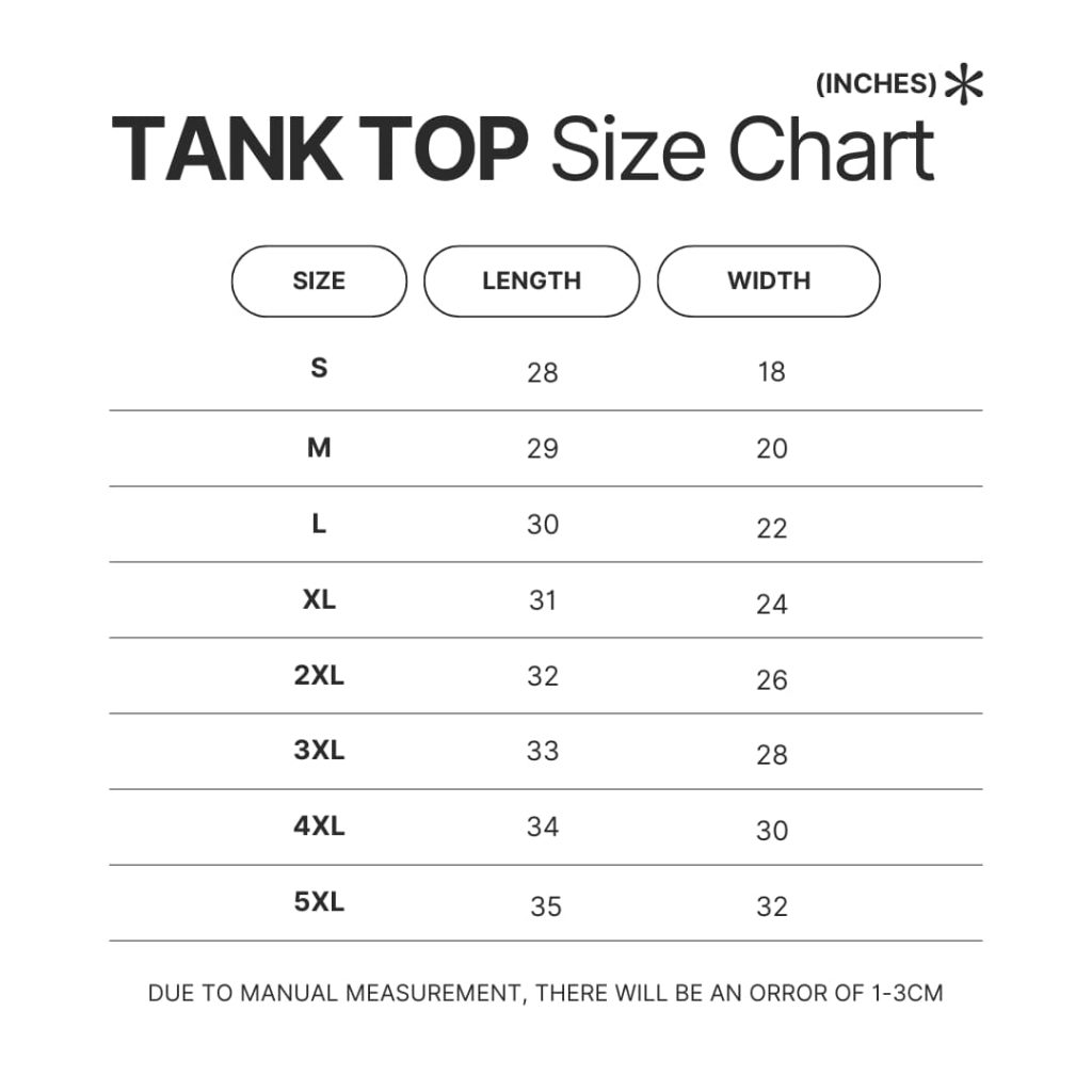 Tank Top Size Chart - Warframe Shop